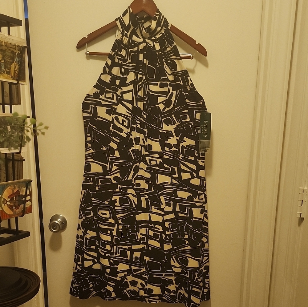 Ralph Lauren Black and Cream Sleeveless Dress